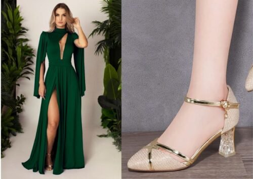 Qual cor de sapato que combina com vestido verde?